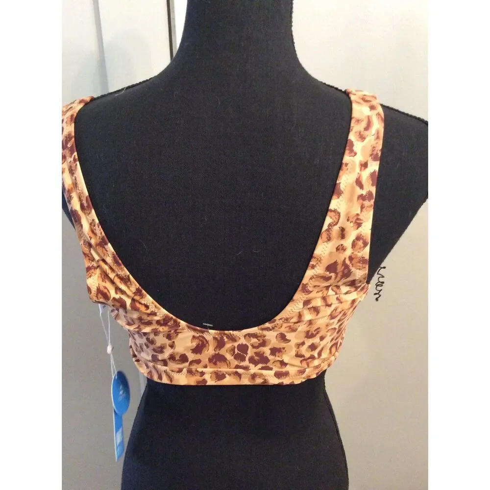 NWT Cupshe Animal Print Front Tie Swim wear Top Size 0X Plus